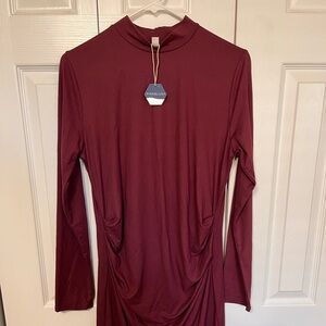 Pinkblush Burgundy Maternity Long Sleeve Dress